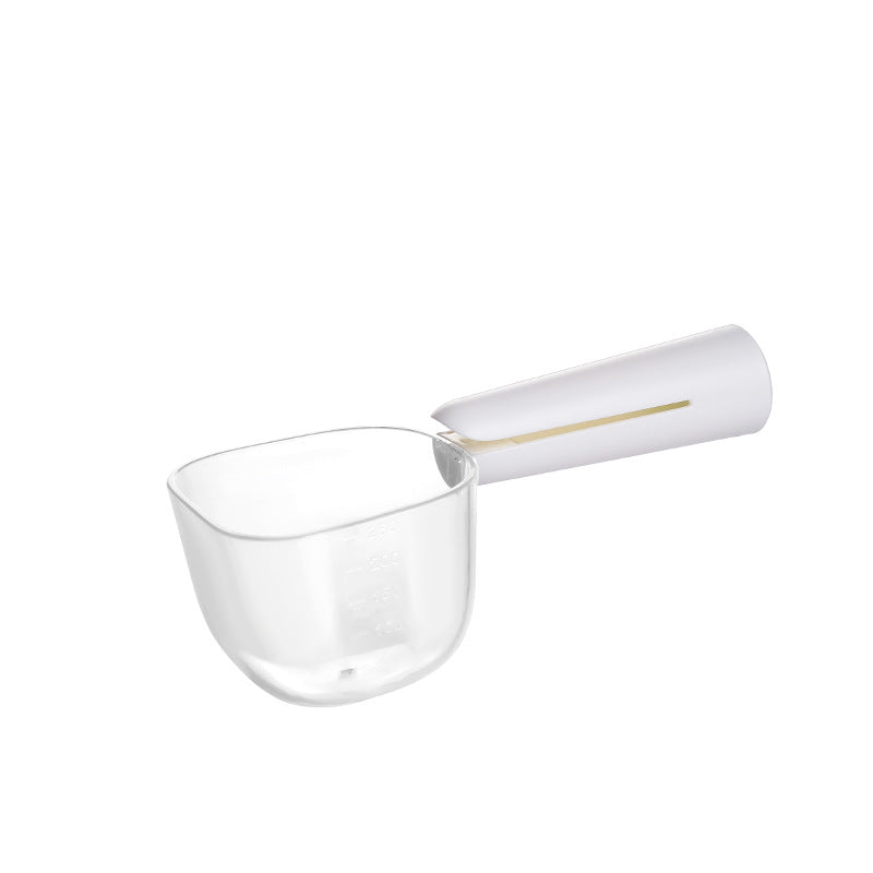 HKM-6421565 Transparent Pet Food Spoon with Measurement Scale ¨C Food Grade ABS, Safe & Hygienic, 15.3*14.2*5.5cm