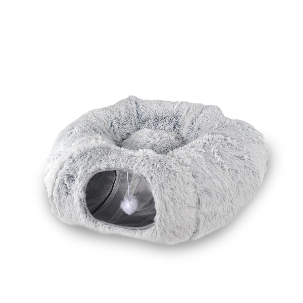 HKM-6421821 Plush Foldable Cat Tunnel Nest in Multiple Sizes for Comfortable Resting