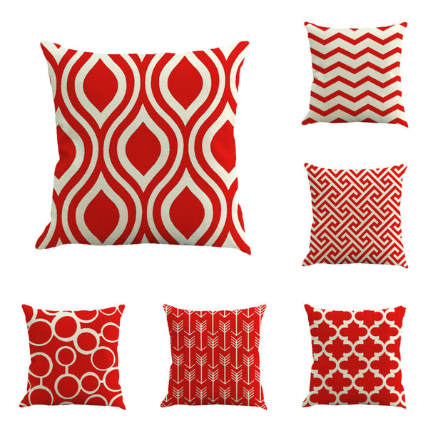 HKM-642195 Geometric Abstract Linen Cushion Cover 45x45cm - Modern Office Pillowcase