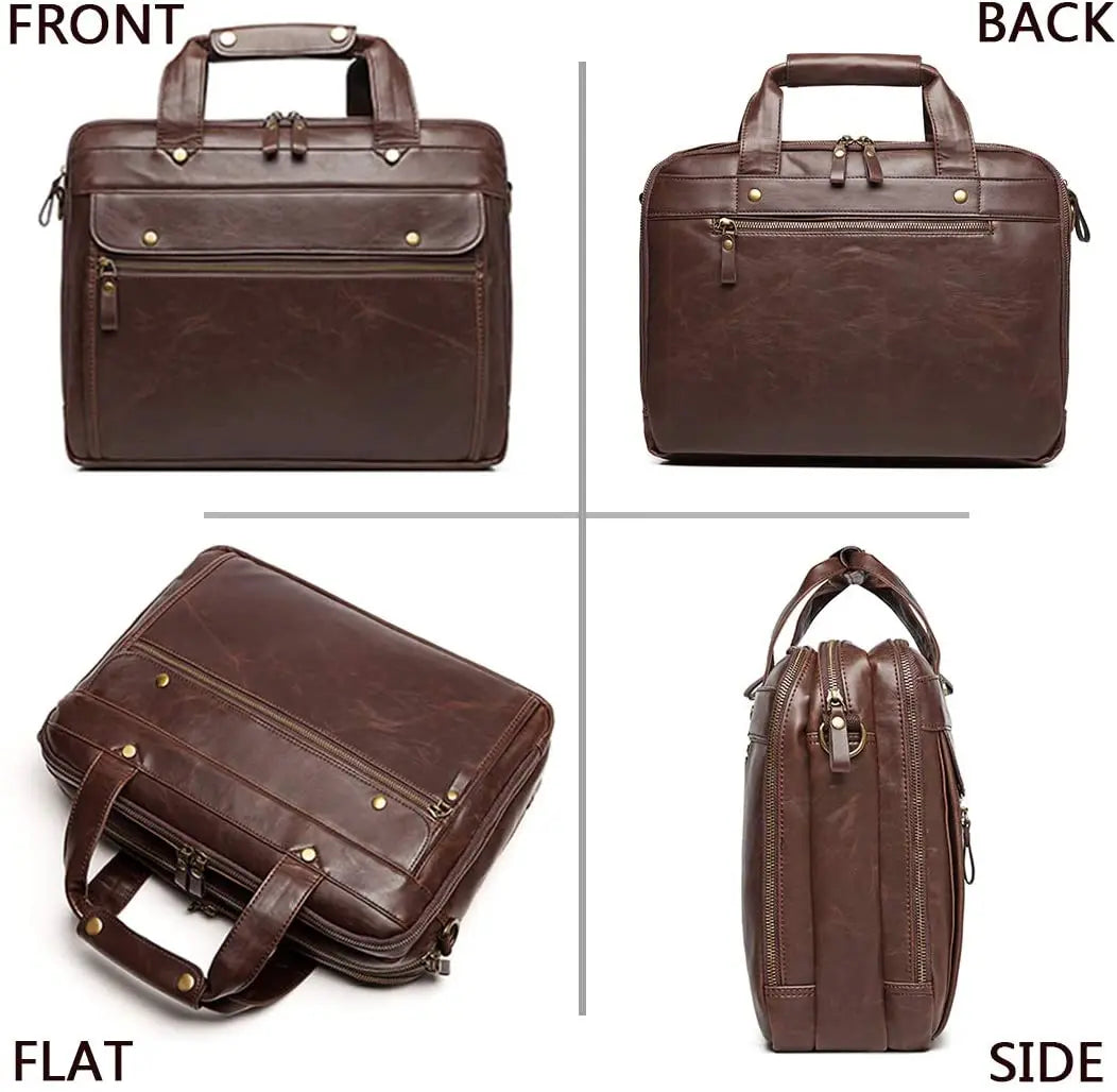 HKM-642195 Stylish Waterproof Leather Laptop Briefcase for Business and Travel