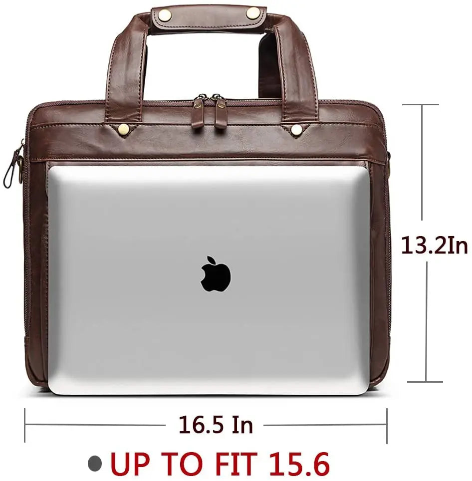 HKM-642195 Stylish Waterproof Leather Laptop Briefcase for Business and Travel