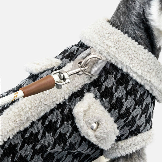 HKM-6423357 Houndstooth Cotton-Padded Jacket for Small Dogs - Warm and Cozy Pet Apparel