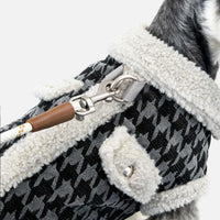 HKM-6423357 Houndstooth Cotton-Padded Jacket for Small Dogs - Warm and Cozy Pet Apparel