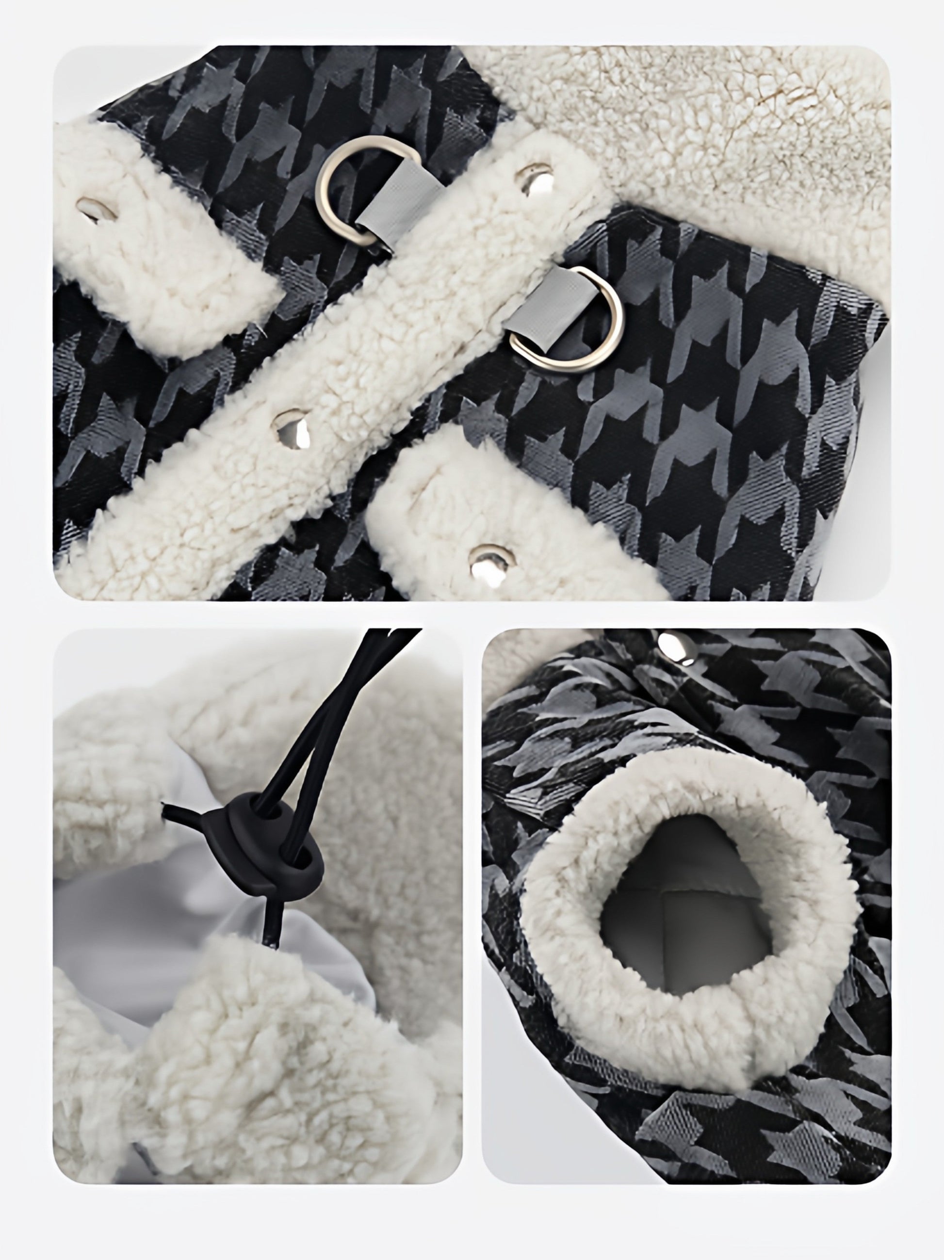 HKM-6423357 Houndstooth Cotton-Padded Jacket for Small Dogs - Warm and Cozy Pet Apparel