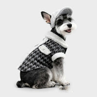 HKM-6423357 Houndstooth Cotton-Padded Jacket for Small Dogs - Warm and Cozy Pet Apparel