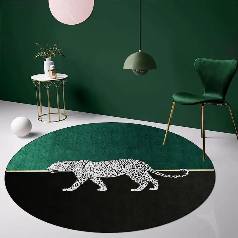 HKM-6424381 Leopard Print Crystal Velvet Carpet in Various Sizes and Shapes