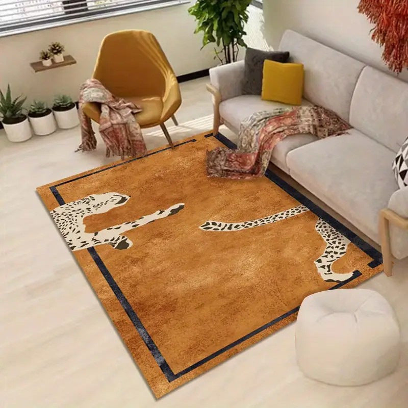 HKM-6424381 Leopard Print Crystal Velvet Carpet in Various Sizes and Shapes