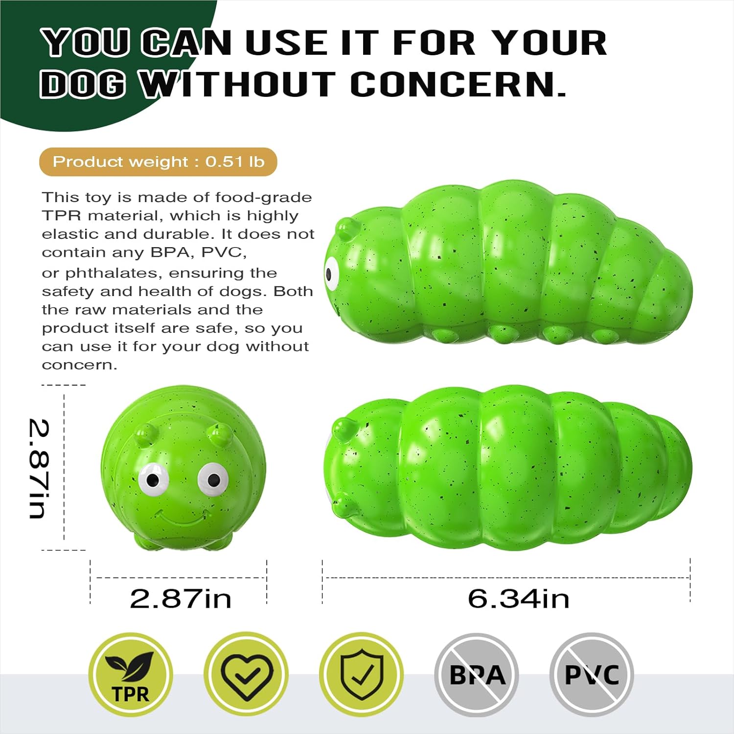 HKM-6425021 Interactive Bug-Shaped Dog Chew Toy - Durable, Squeaky, Bite Resistant TPR for Medium to Large Dogs