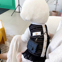 HKM-6425917 Classic Pet Skirt for Small Dogs - Summer Fashion in White and Black, Available in Various Sizes