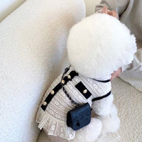 HKM-6425917 Classic Pet Skirt for Small Dogs - Summer Fashion in White and Black, Available in Various Sizes