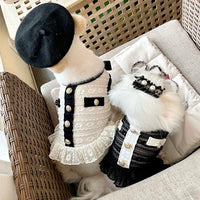 HKM-6425917 Classic Pet Skirt for Small Dogs - Summer Fashion in White and Black, Available in Various Sizes