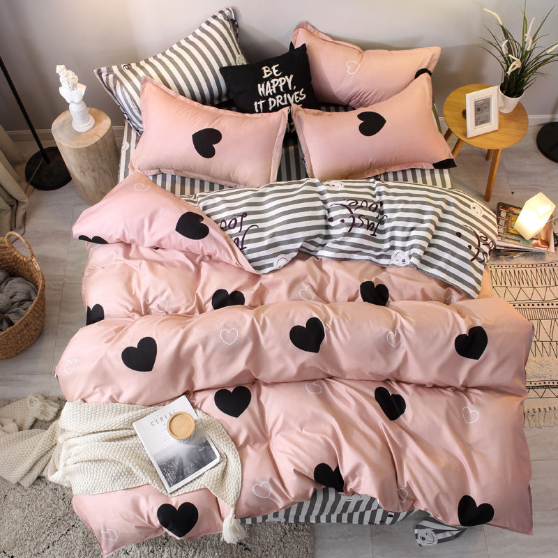 HKM-642643 Aloe Cotton Brushed 4-Piece Bedding Set in Geometric Pattern with Durable Polyester Fabric