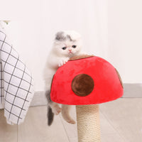 HKM-6426813 Mushroom Climbing Frame for Cats - Sisal, Wood, and Flannel Cat Toy