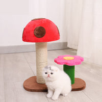 HKM-6426813 Mushroom Climbing Frame for Cats - Sisal, Wood, and Flannel Cat Toy