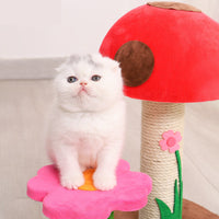HKM-6426813 Mushroom Climbing Frame for Cats - Sisal, Wood, and Flannel Cat Toy