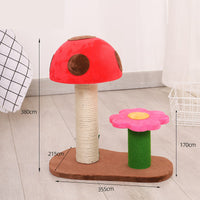 HKM-6426813 Mushroom Climbing Frame for Cats - Sisal, Wood, and Flannel Cat Toy