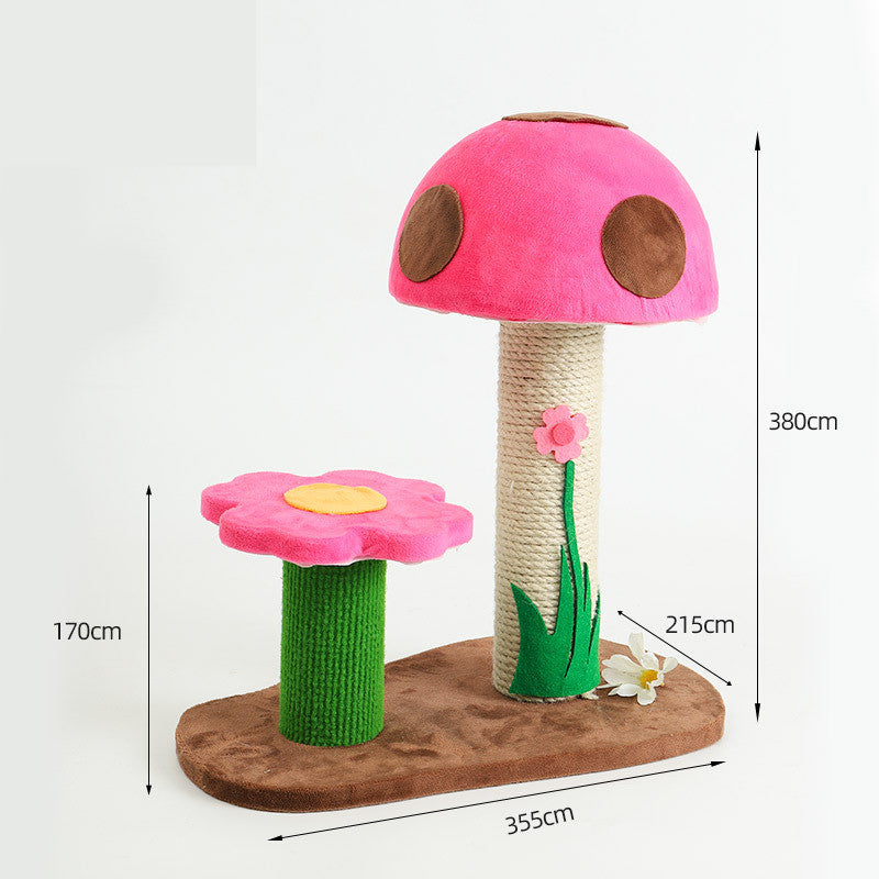 HKM-6426813 Mushroom Climbing Frame for Cats - Sisal, Wood, and Flannel Cat Toy
