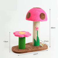 HKM-6426813 Mushroom Climbing Frame for Cats - Sisal, Wood, and Flannel Cat Toy