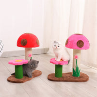 HKM-6426813 Mushroom Climbing Frame for Cats - Sisal, Wood, and Flannel Cat Toy