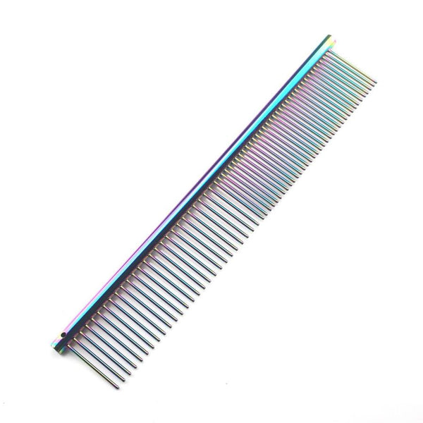 HKM-642707 Stainless Steel Medium Pet Comb with Electroplating and Piano Lacquer Finishes, 19x3.5cm