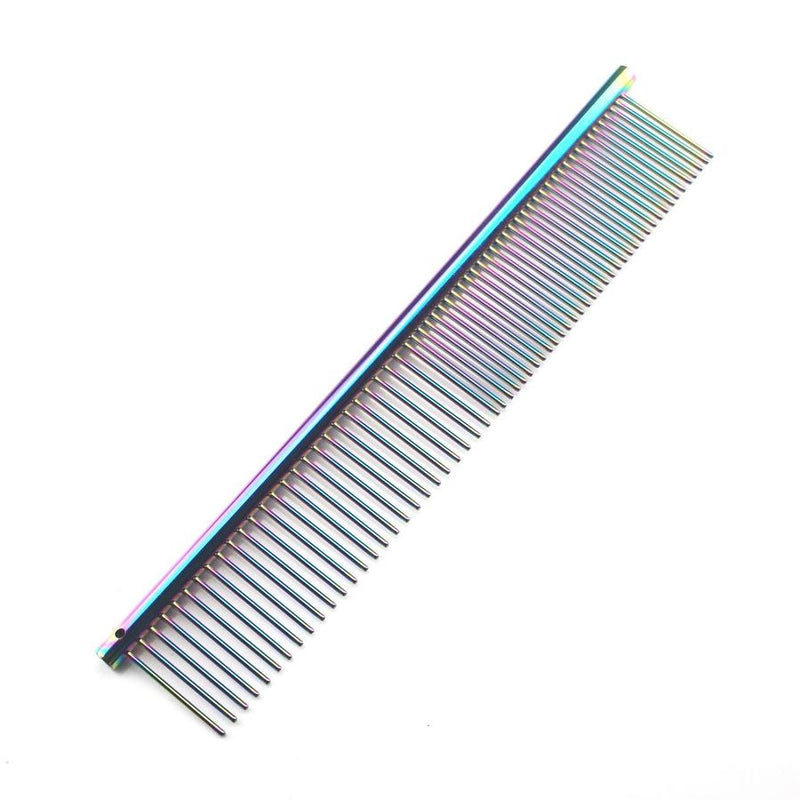 HKM-642707 Stainless Steel Medium Pet Comb with Electroplating and Piano Lacquer Finishes, 19x3.5cm