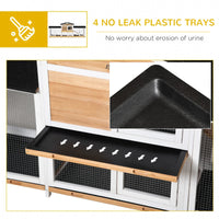 HKM-6427197 Spacious Wooden Rabbit Hutch with Double-Side Run, Leak-Proof Tray, and Ramp for Small Animals