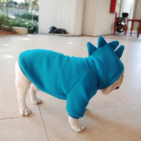 HKM-6428605 Cozy Blue Fleece Pet Hoodie for Dogs in Sizes S to XL