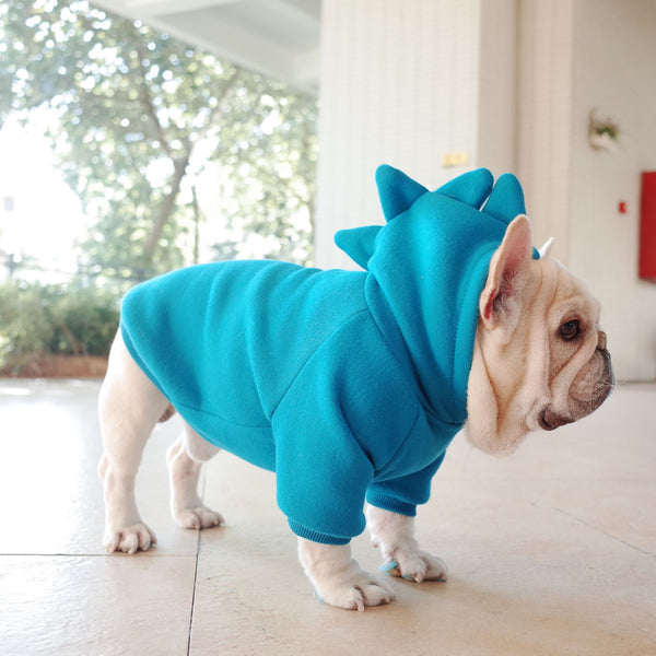 HKM-6428605 Cozy Blue Fleece Pet Hoodie for Dogs in Sizes S to XL