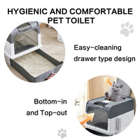 HKM-6428989 Spacious Cat Litter Box with Pull-Out Design - Leak Proof and Odorless for Easy Cleaning