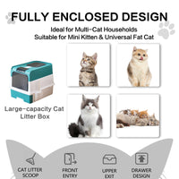 HKM-6428989 Spacious Cat Litter Box with Pull-Out Design - Leak Proof and Odorless for Easy Cleaning