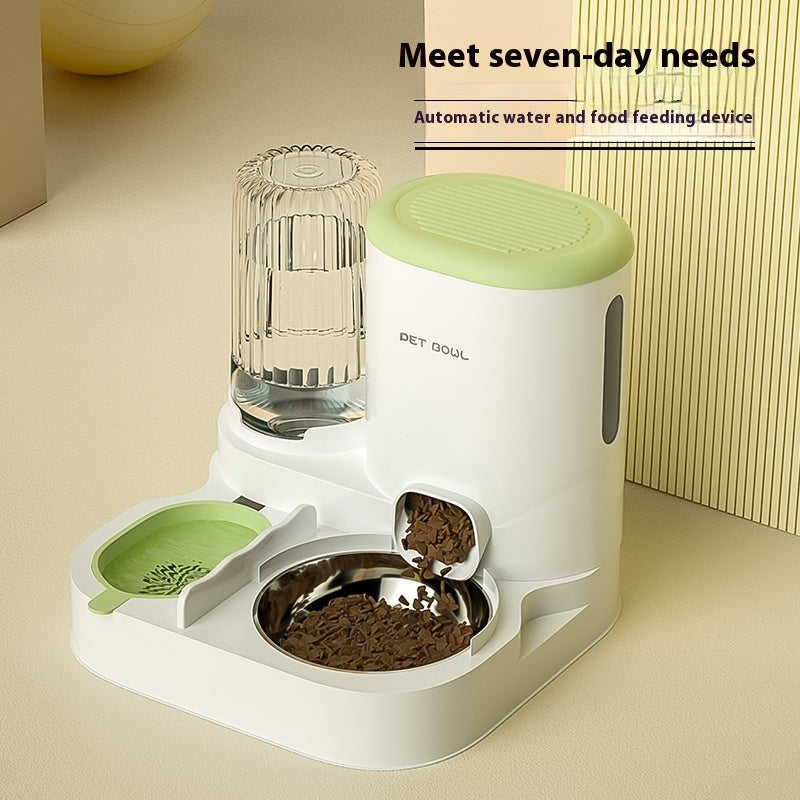 HKM-6429501 Automatic Cat Water Fountain with Integrated Double Stainless Steel Bowls - Available in Multiple Colors