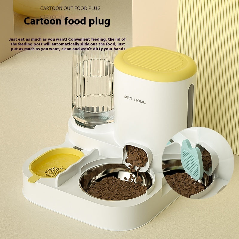 HKM-6429501 Automatic Cat Water Fountain with Integrated Double Stainless Steel Bowls - Available in Multiple Colors