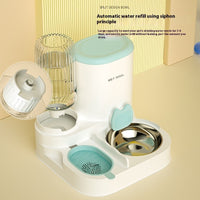 HKM-6429501 Automatic Cat Water Fountain with Integrated Double Stainless Steel Bowls - Available in Multiple Colors