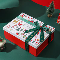 HKM-643091 Christmas Gift Box - Folding White Santa Claus Packaging for Ornaments & Small Gifts, 29x22x10.5cm