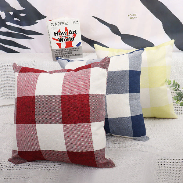 HKM-643091 Plaid Decorative Pillow Cover for Sofa - Modern Design, Multiple Sizes Available
