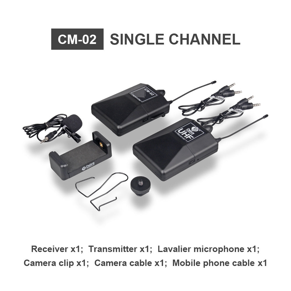 HKM-643155 Wireless Lavalier Microphone System for Cameras with Monitor and Accessories for Interviews and Recordings