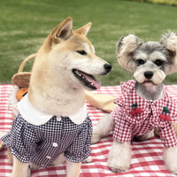 HKM-6431677 Checkered Cotton Summer Shirt for Small Dogs - Casual Outfit in Multiple Sizes