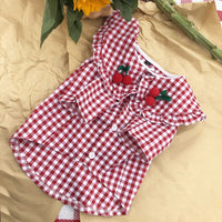 HKM-6431677 Checkered Cotton Summer Shirt for Small Dogs - Casual Outfit in Multiple Sizes