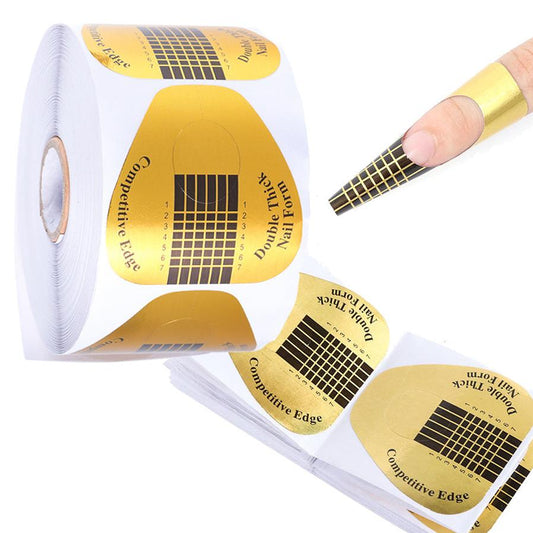 HKM-643283 Horseshoe-Shaped Golden Paper Trays for Nail Art - 500 Pieces Roll
