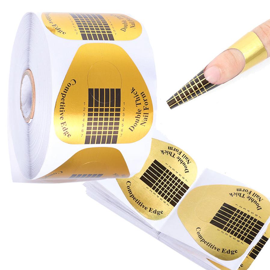 HKM-643283 Horseshoe-Shaped Golden Paper Trays for Nail Art - 500 Pieces Roll
