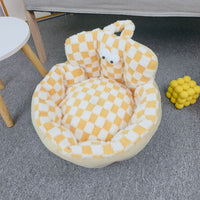 HKM-6433341 Cozy Round Pet Bed for Dogs and Cats, Soft Multi-Season Design, 48cm & 60cm Sizes Available