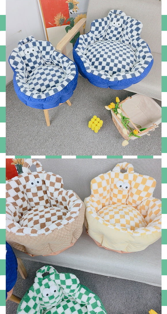 HKM-6433341 Cozy Round Pet Bed for Dogs and Cats, Soft Multi-Season Design, 48cm & 60cm Sizes Available