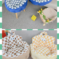 HKM-6433341 Cozy Round Pet Bed for Dogs and Cats, Soft Multi-Season Design, 48cm & 60cm Sizes Available