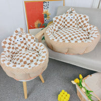 HKM-6433341 Cozy Round Pet Bed for Dogs and Cats, Soft Multi-Season Design, 48cm & 60cm Sizes Available