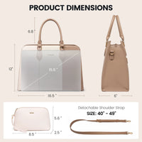 HKM-643347 Stylish 15.6 Inch Waterproof Laptop Tote Bag for Women - Versatile Work Handbag with Leather Briefcase Design