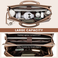 HKM-643347 Stylish 15.6 Inch Waterproof Laptop Tote Bag for Women - Versatile Work Handbag with Leather Briefcase Design
