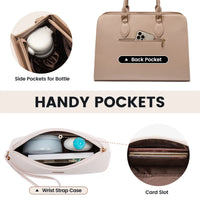 HKM-643347 Stylish 15.6 Inch Waterproof Laptop Tote Bag for Women - Versatile Work Handbag with Leather Briefcase Design