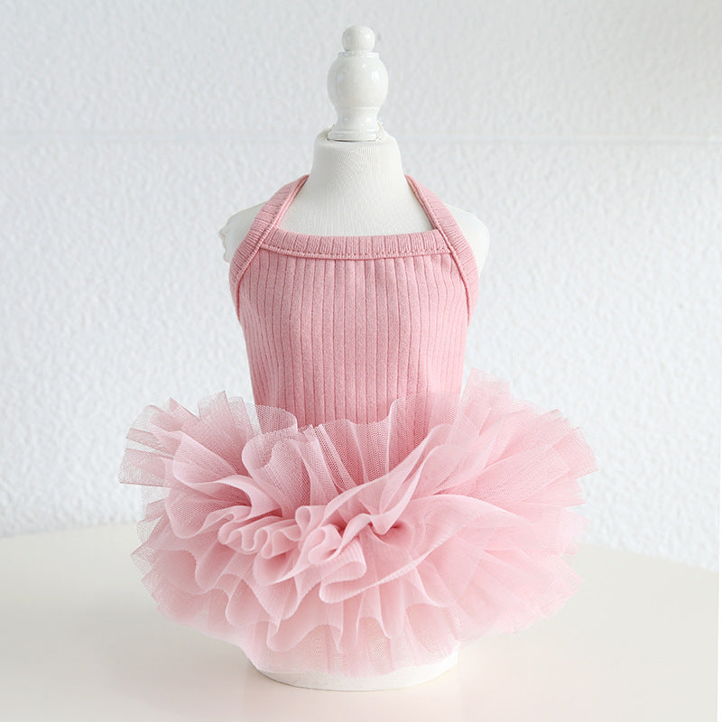 HKM-6433853 Elegant Ballet Pettiskirt for Dogs and Cats in Pink, Purple, Gray, and Blue - Casual Cotton Pet Clothing