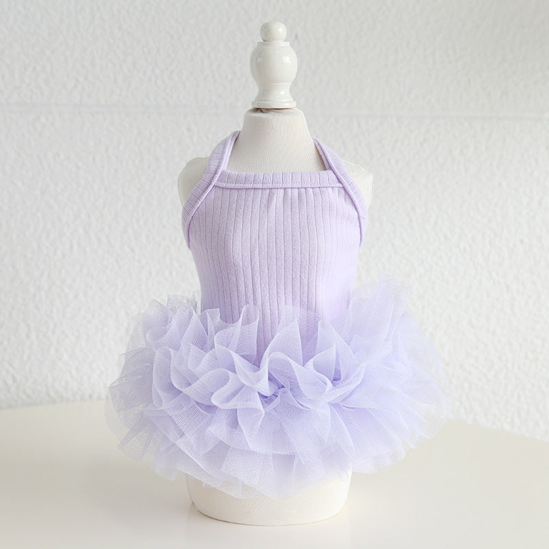 HKM-6433853 Elegant Ballet Pettiskirt for Dogs and Cats in Pink, Purple, Gray, and Blue - Casual Cotton Pet Clothing