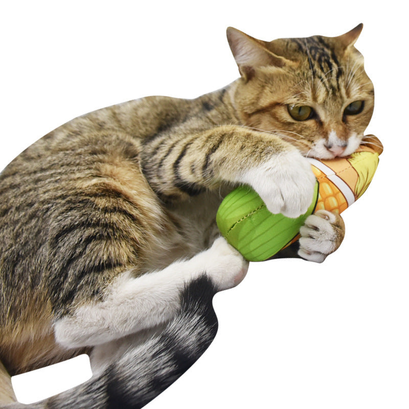 HKM-643411 Sound Plush Cat Teaser Toy Corn